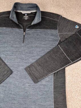 Kuhl Ryzer 1/4 Zip Sweater Mens Large Gray Black Performance Pullover Style 3112